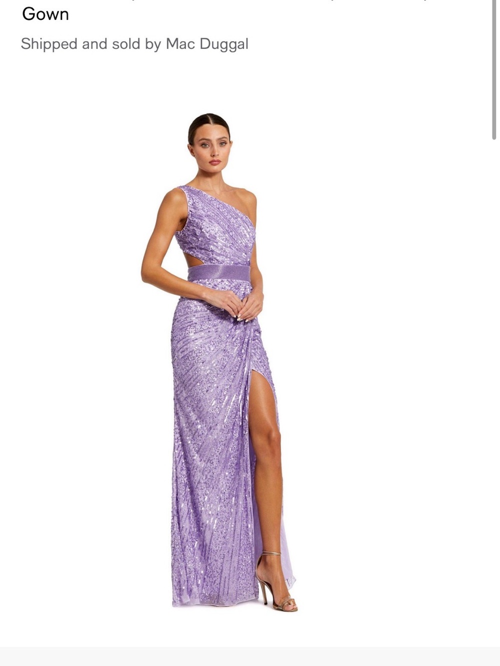 Lavender One-Shoulder Sequin Gown